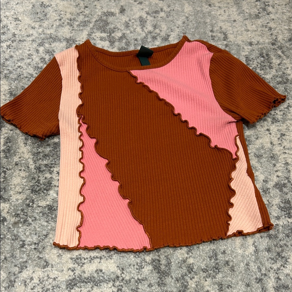 Wild Fable Colorblock Ruffly Crop Top